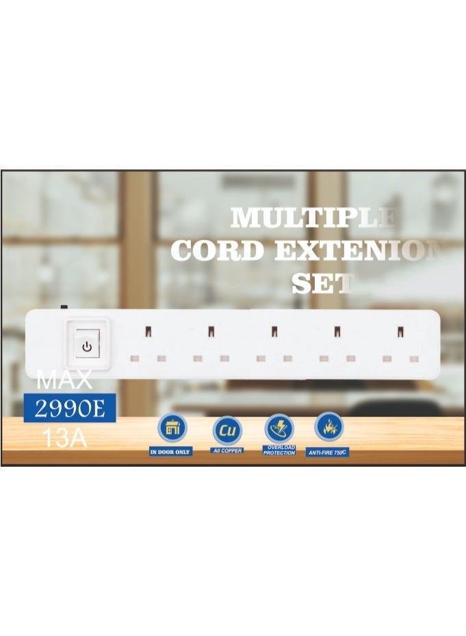 MOVAL 5-Socket Power Extension Cord 3m – All Copper, 2990W, Overload Protection, Anti-Fire Design - Image 4